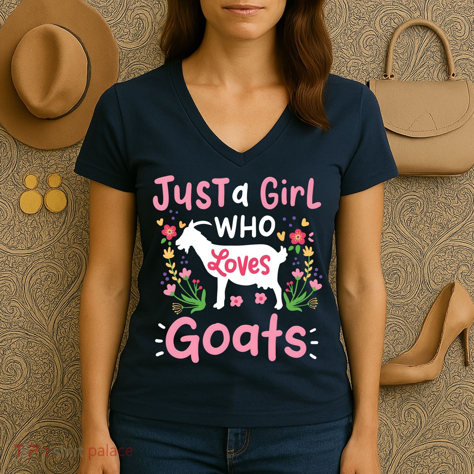 Goats Goat Rancher Farm Women's V-Neck T-Shirt