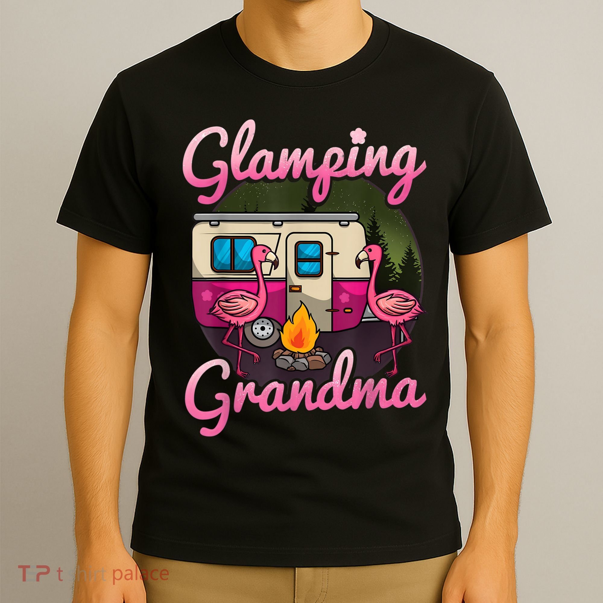 Glamping Grandma RV Flamingos Gift Camper Camping Gift T-Shirt