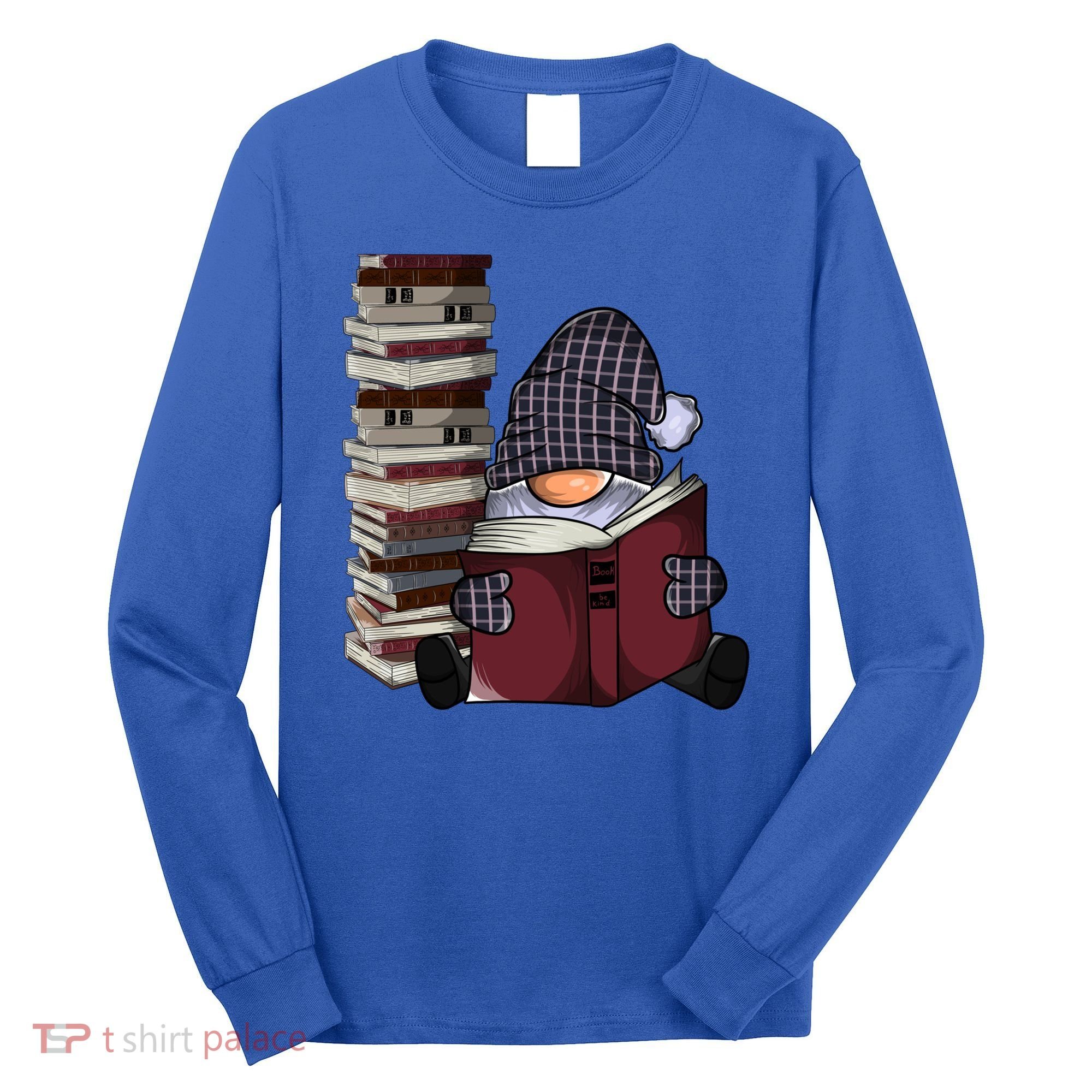 Garden Gnome Reading Books Gnomes Book Lover Gift Long Sleeve Shirt