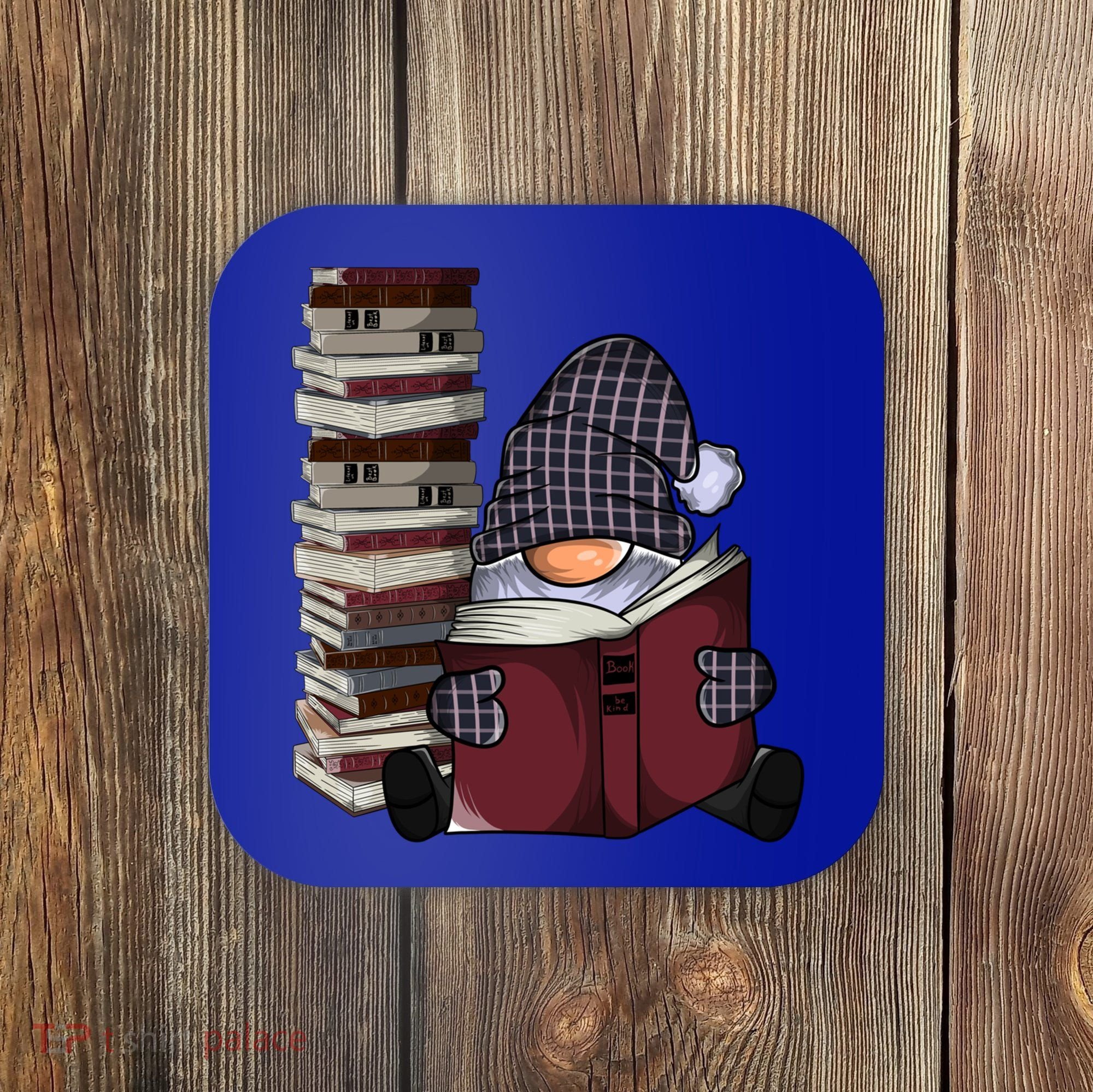 Garden Gnome Reading Books Gnomes Book Lover Gift Coaster