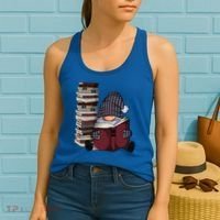 Garden Gnome Reading Books Gnomes Book Lover Gift Women's Tank Top thumb 2