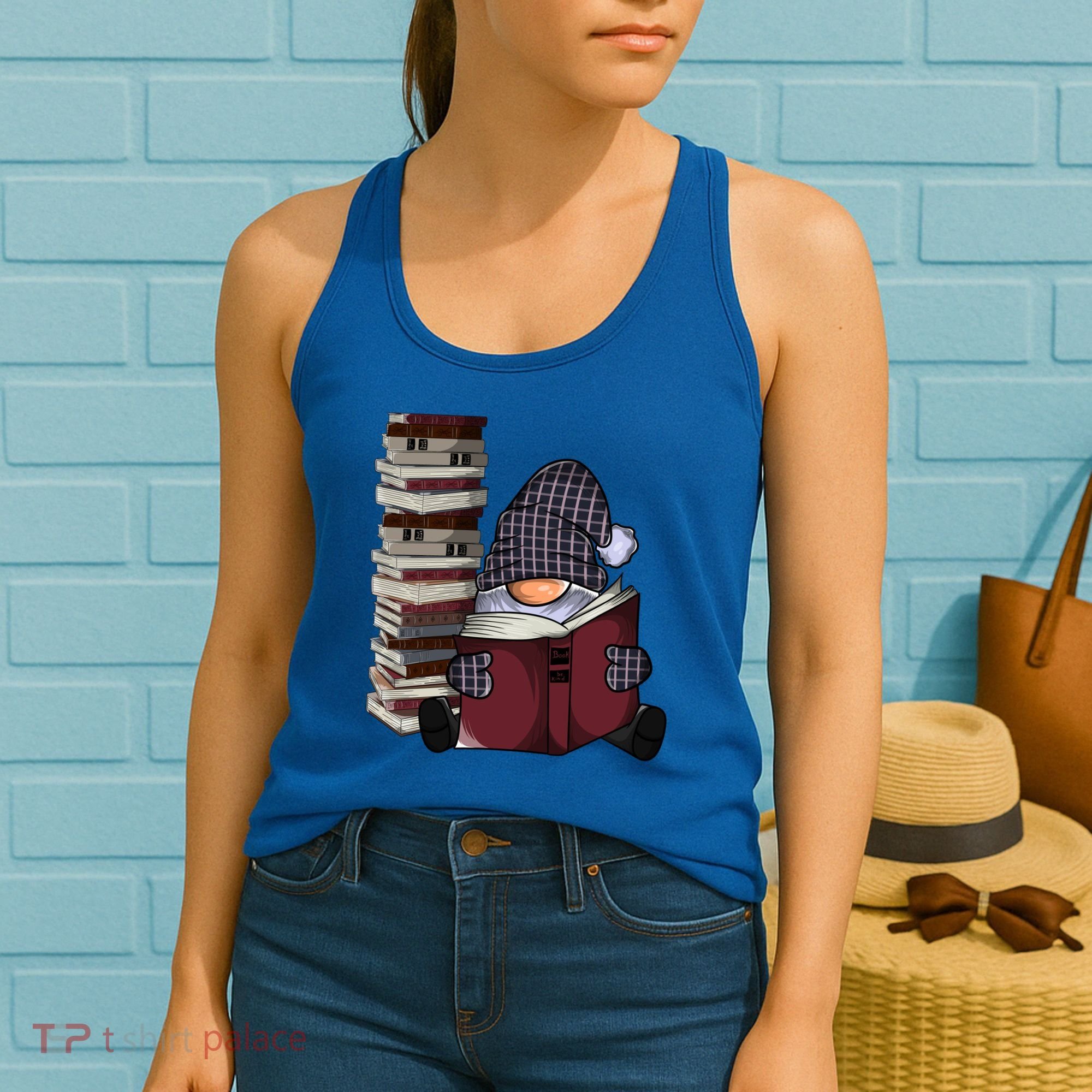 Garden Gnome Reading Books Gnomes Book Lover Gift Women's Tank Top