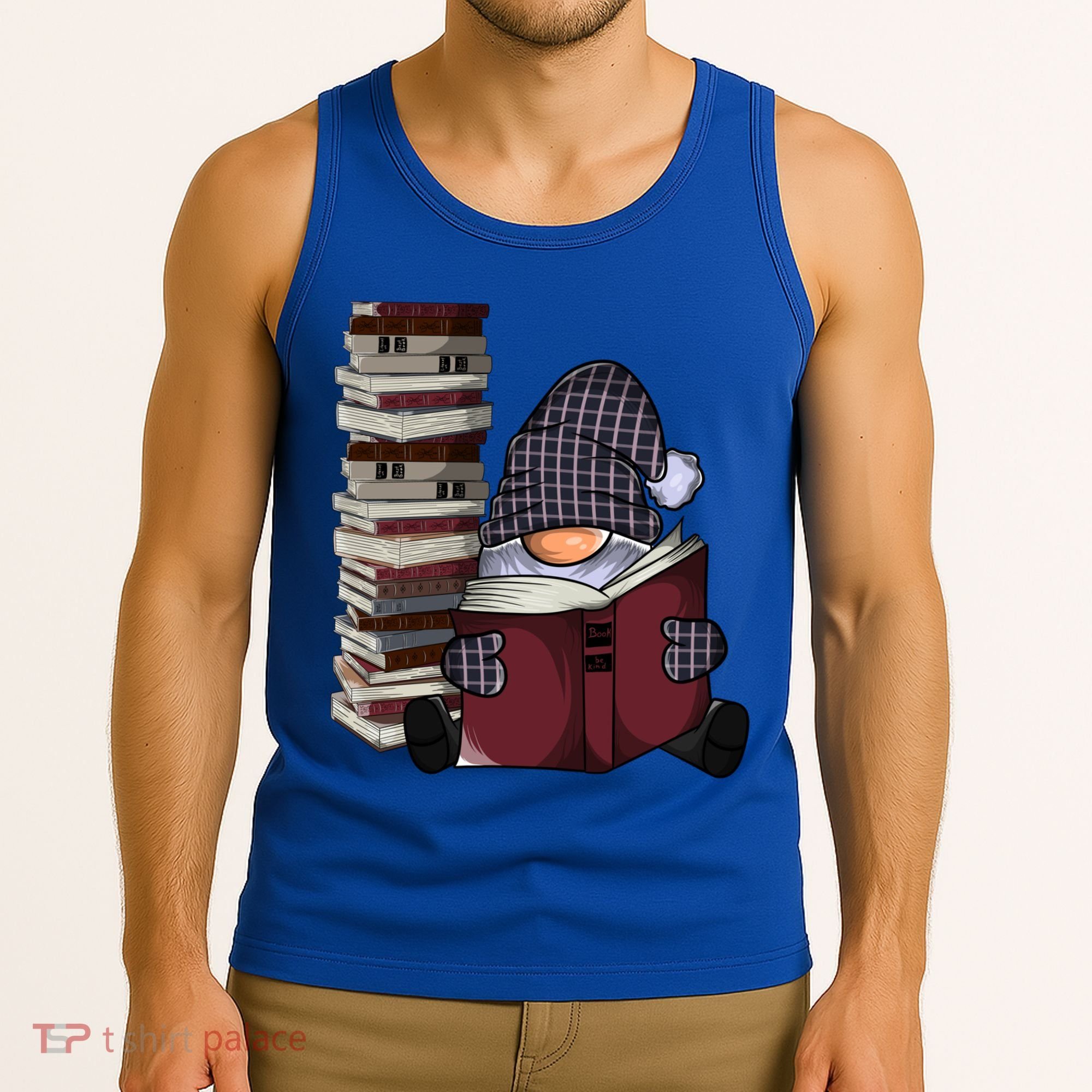 Garden Gnome Reading Books Gnomes Book Lover Gift Tank Top