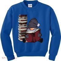 Garden Gnome Reading Books Gnomes Book Lover Gift Kids Sweatshirt thumb 0