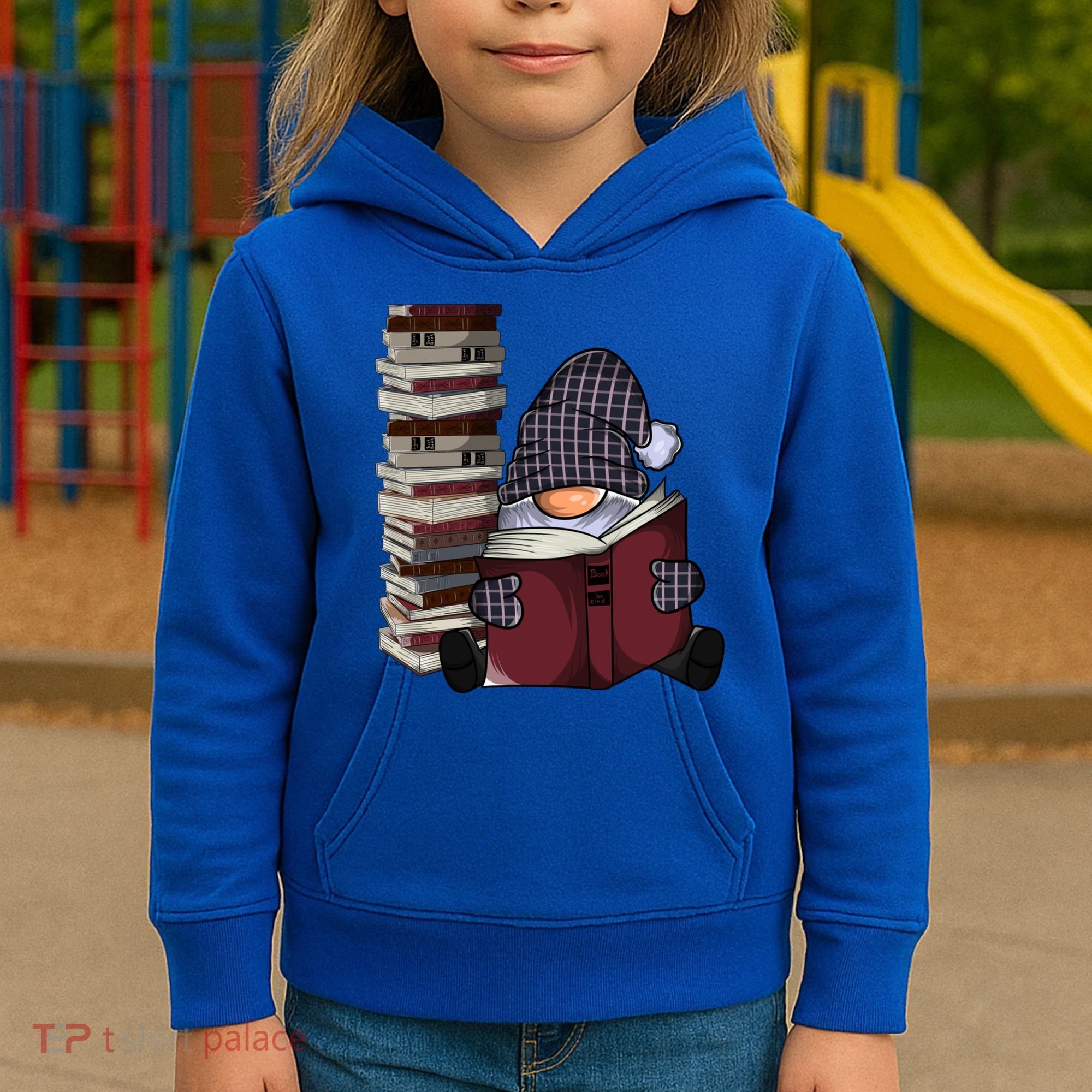 Garden Gnome Reading Books Gnomes Book Lover Gift Kids Hoodie