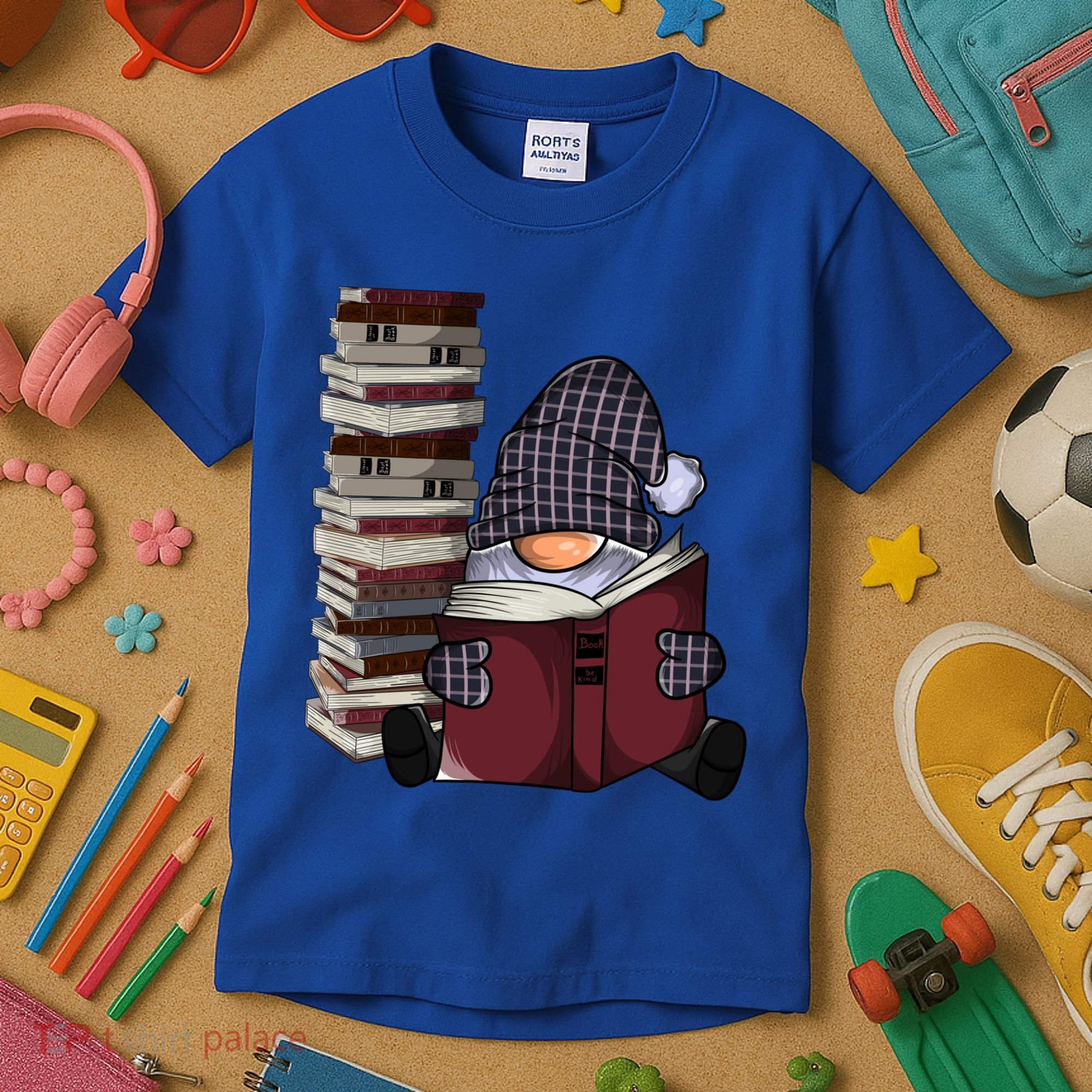 Garden Gnome Reading Books Gnomes Book Lover Gift Kids T-Shirt