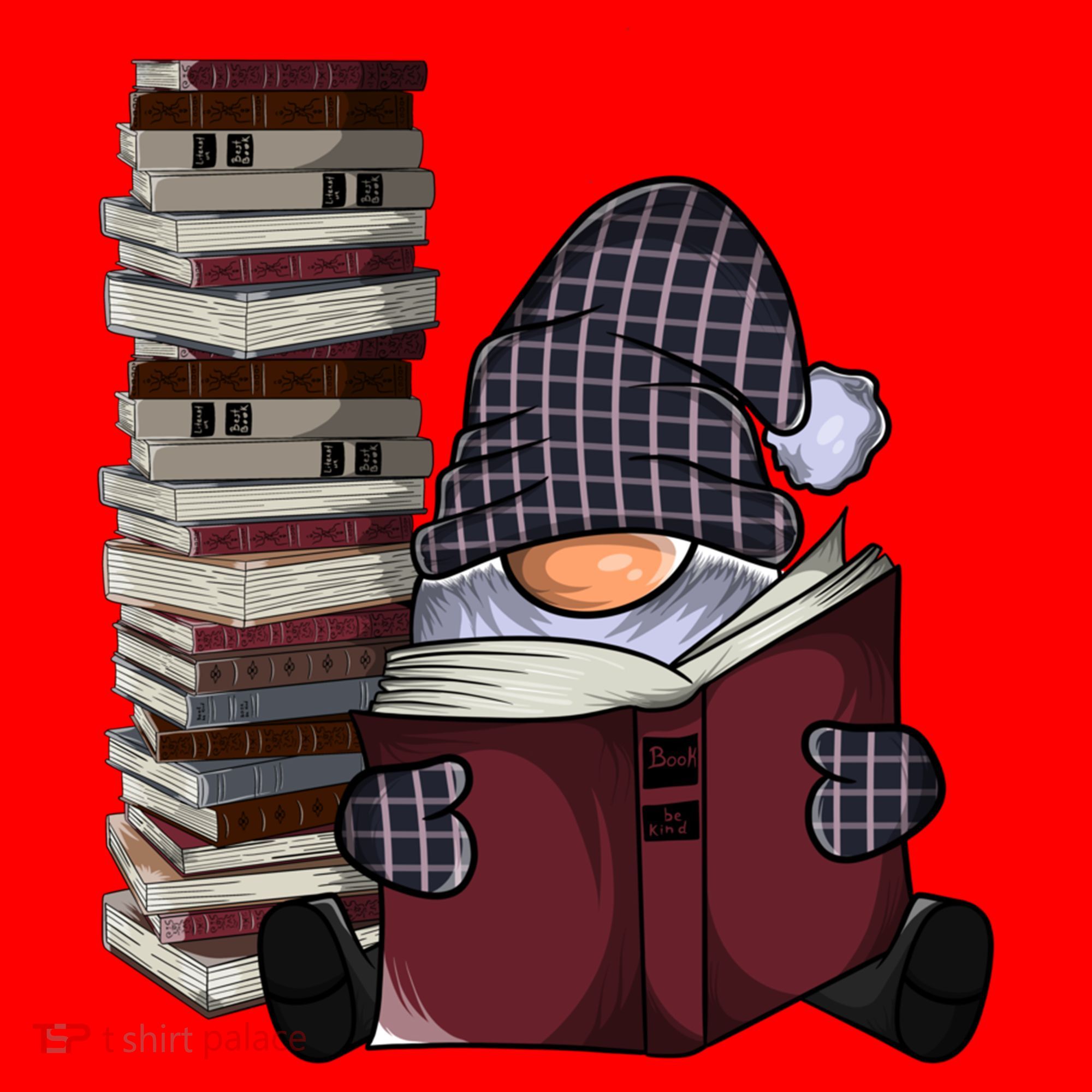 Garden Gnome Reading Books Gnomes Book Lover Gift Santa Hat