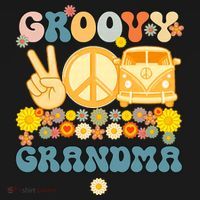 Groovy Grandma Retro Matching Family Baby Shower Mother's Da T-Shirt thumb 7