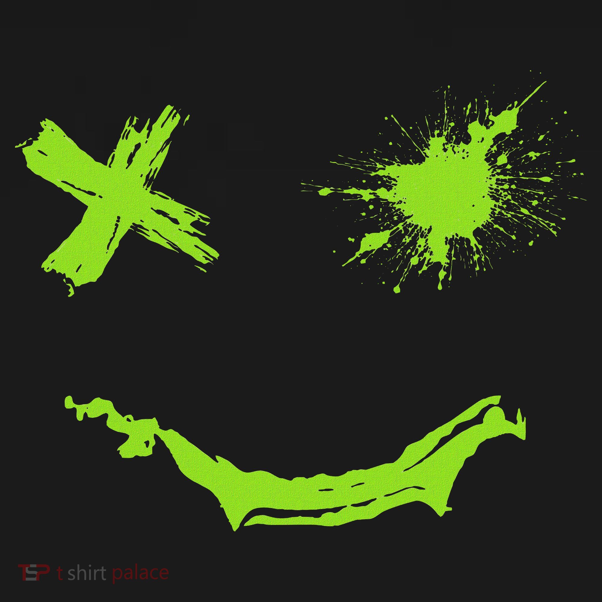Green Grunge Smile Green Color T-Shirt