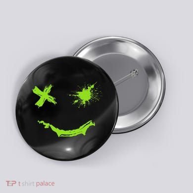 Green Grunge Smile Green Color Button