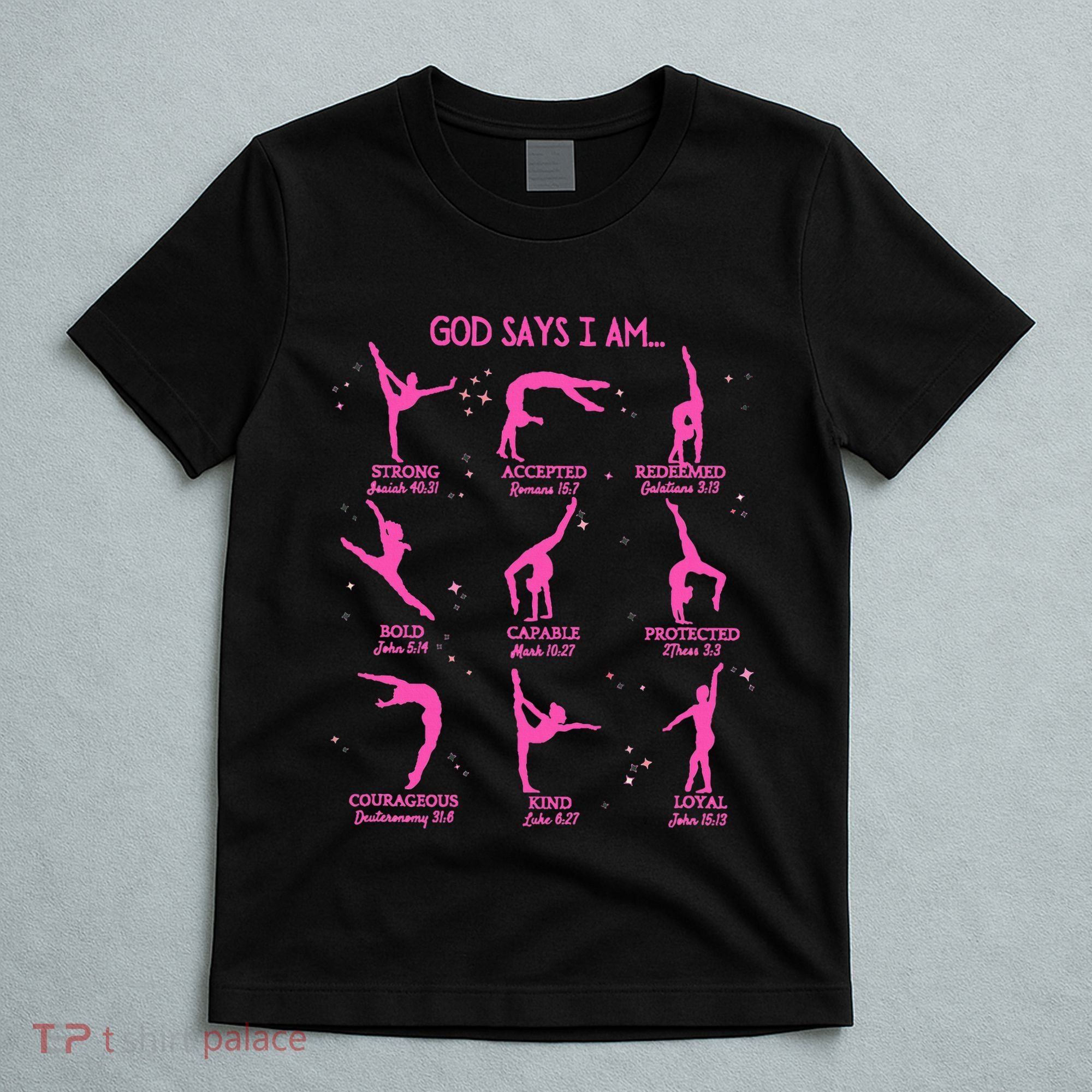 Gymnastics God Says I Am Bible Verse Gymnast Christian Jesus T-Shirt