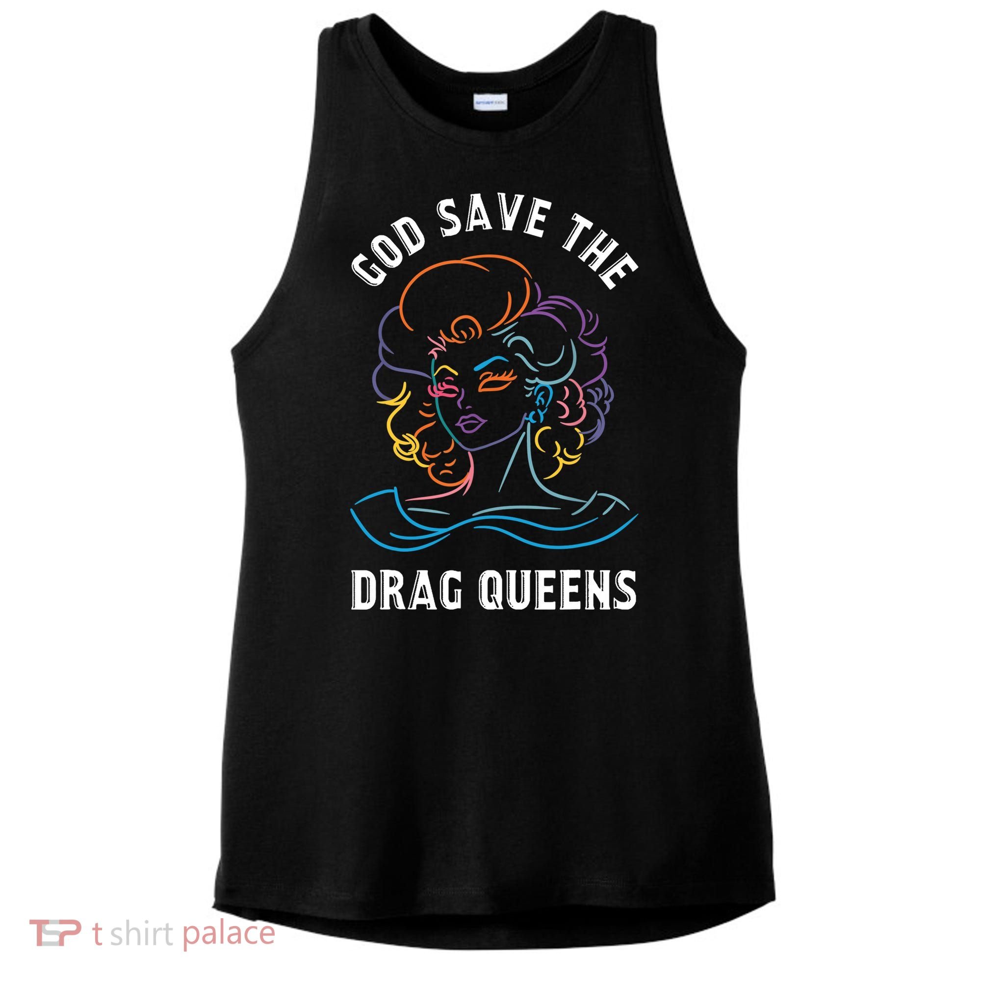 Groovy God Save The Drag Queens Ladies PosiCharge Tri-Blend Wicking Tank