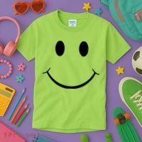Green Guy Smiley Face Kids T-Shirt thumb 3