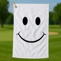 Green Guy Smiley Face Golf Towel thumb 1