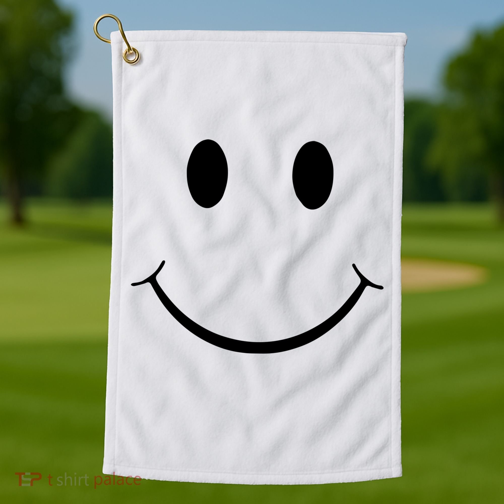 Green Guy Smiley Face Golf Towel
