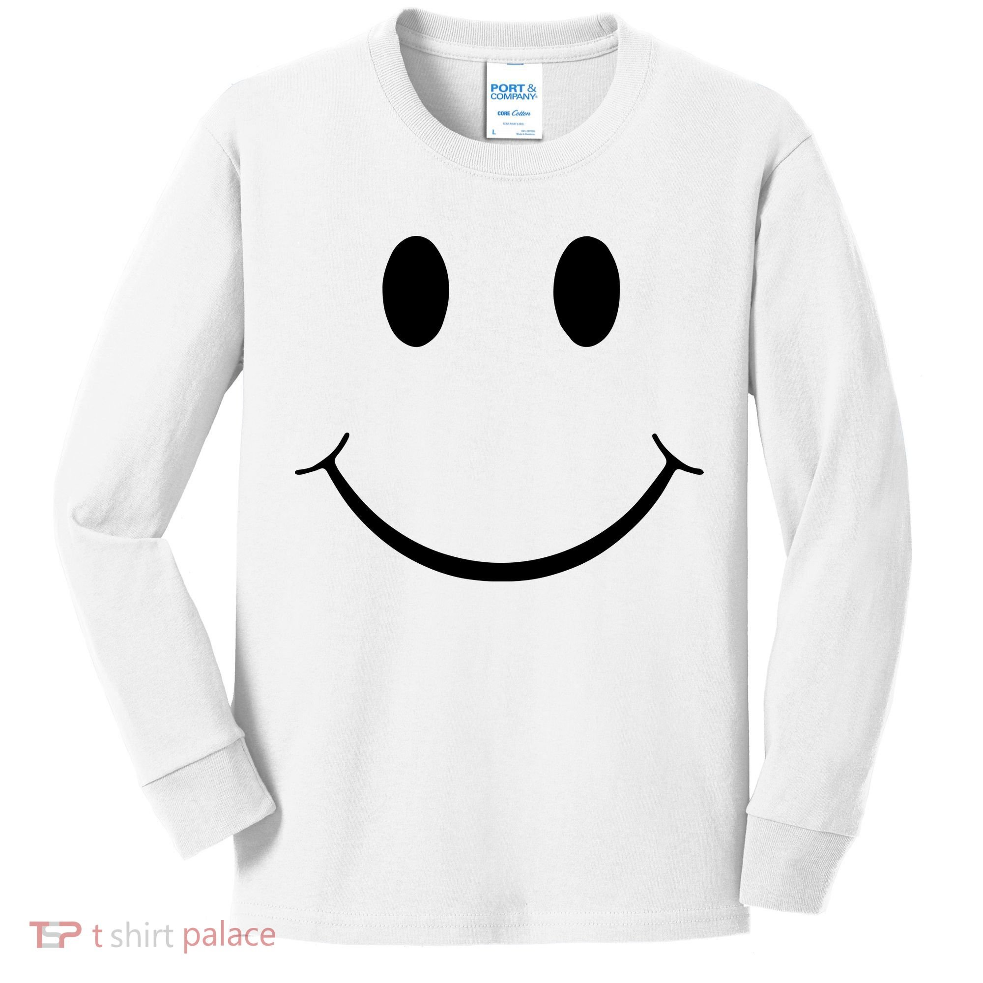 Green Guy Smiley Face Kids Long Sleeve Shirt