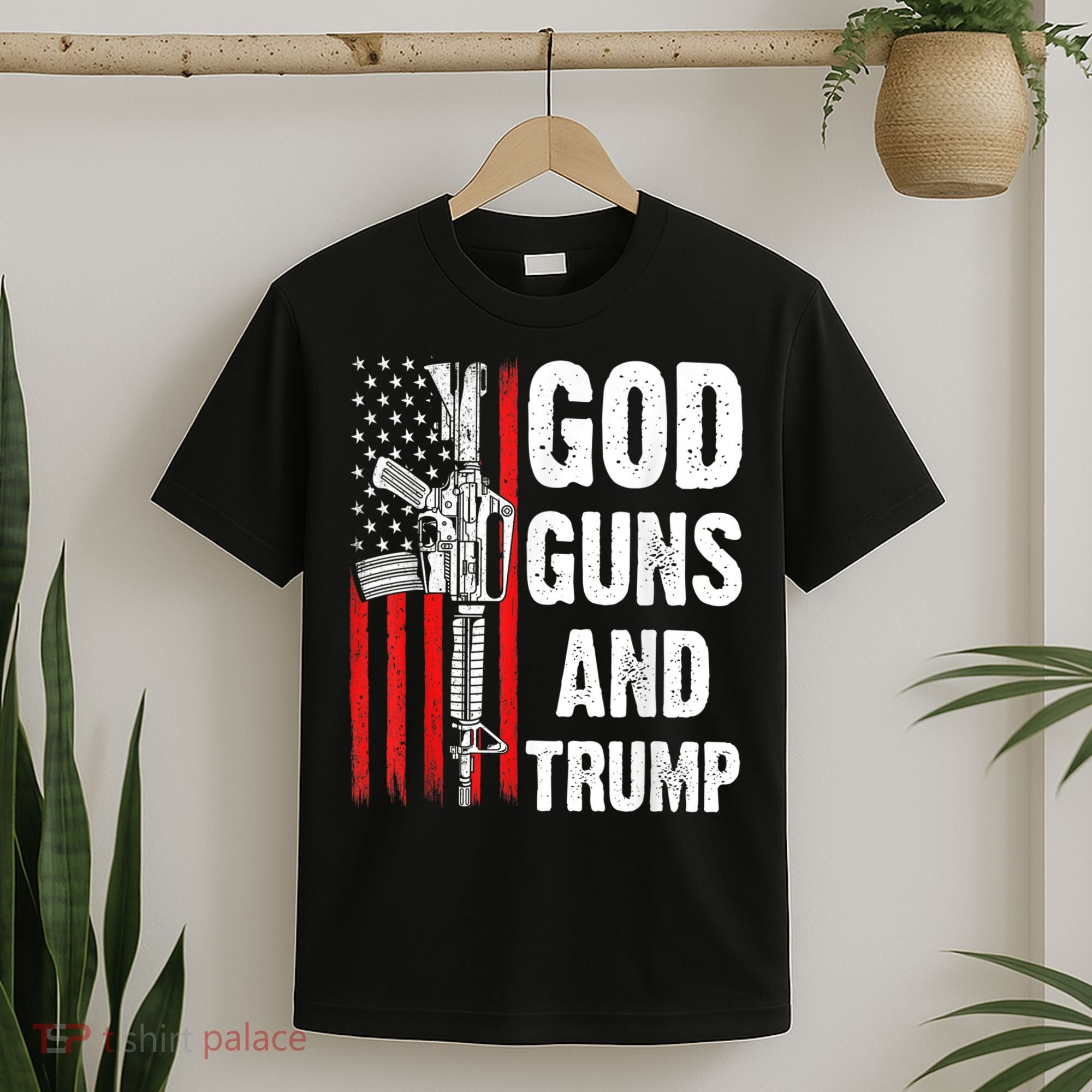 God Guns & Trump Patriotic USA 2nd Amendment American Flag T-Shirt