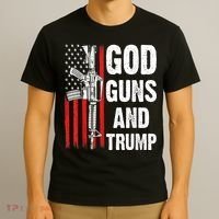 God Guns & Trump Patriotic USA 2nd Amendment American Flag T-Shirt thumb 3