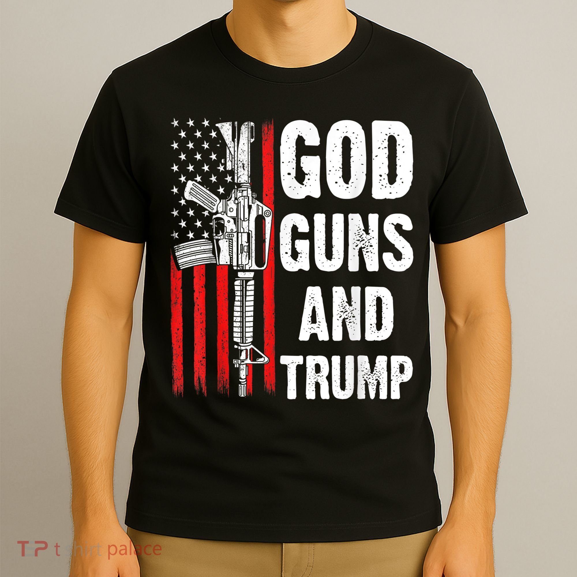 God Guns & Trump Patriotic USA 2nd Amendment American Flag T-Shirt