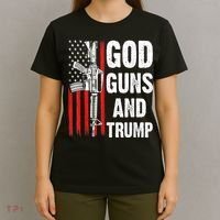 God Guns & Trump Patriotic USA 2nd Amendment American Flag T-Shirt thumb 4