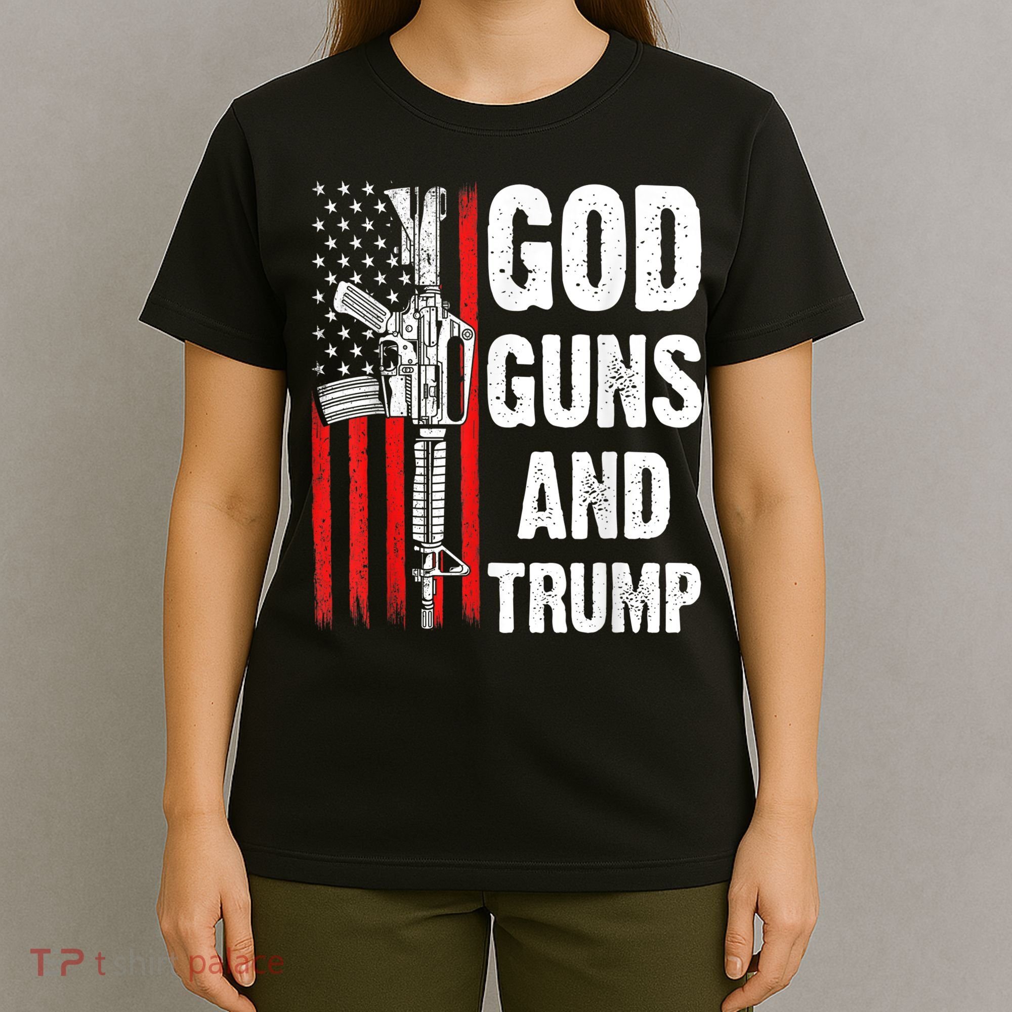 God Guns & Trump Patriotic USA 2nd Amendment American Flag T-Shirt