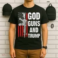 God Guns & Trump Patriotic USA 2nd Amendment American Flag T-Shirt thumb 6