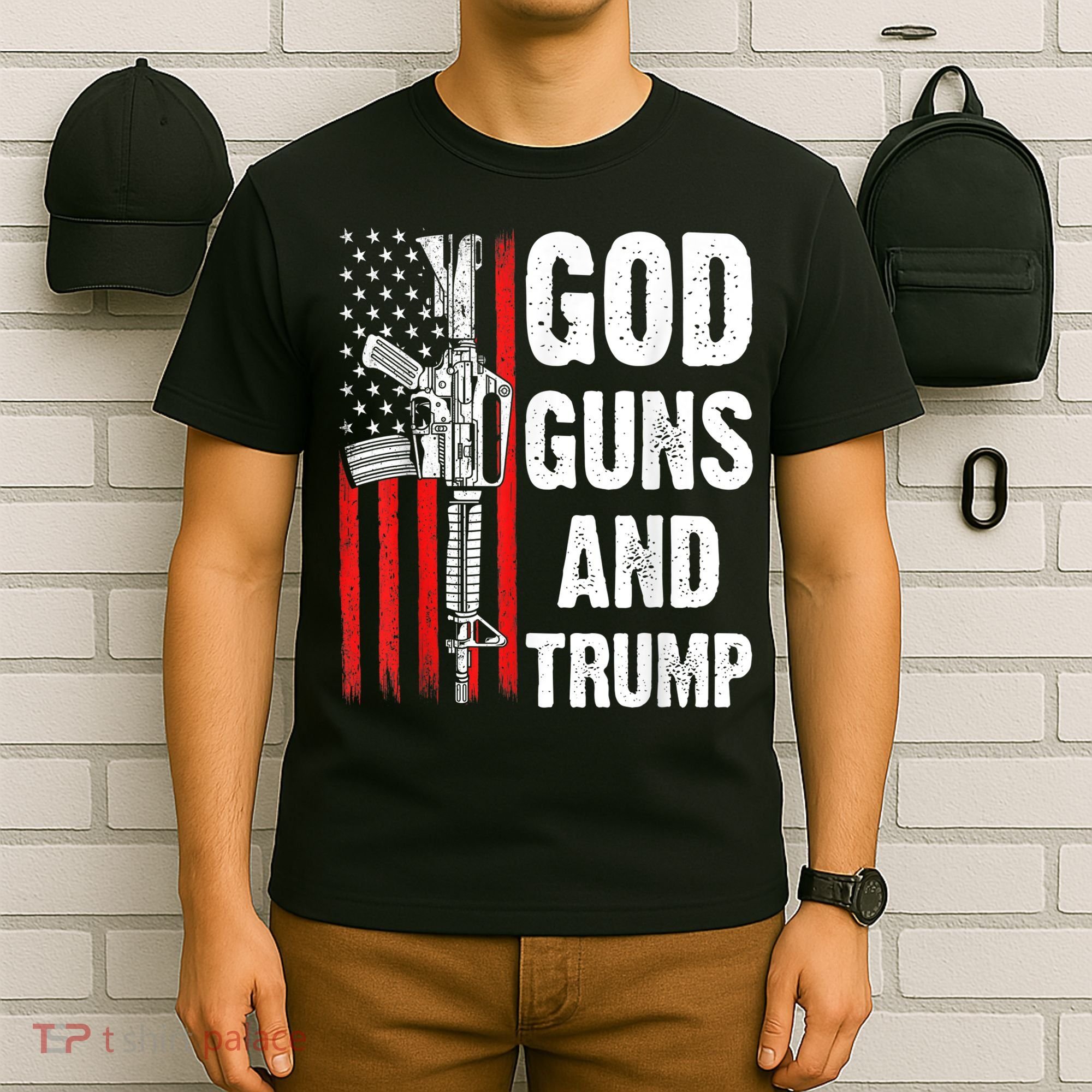 God Guns & Trump Patriotic USA 2nd Amendment American Flag T-Shirt