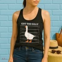 Goose Got Too Silly Funny Silly Goose Mugshot Meme Women's Tank Top thumb 2
