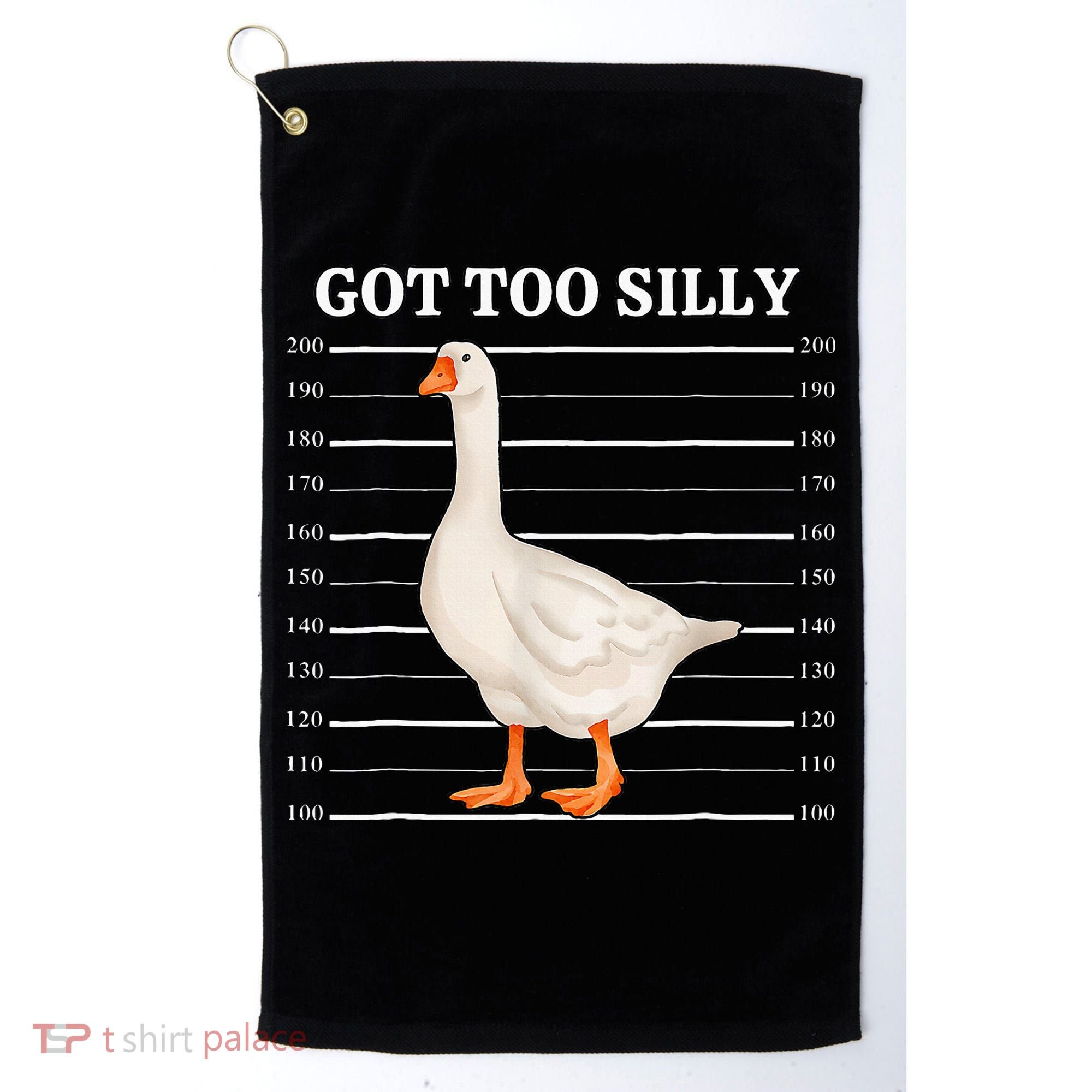 Goose Got Too Silly Funny Silly Goose Mugshot Meme Golf Towel