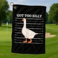 Goose Got Too Silly Funny Silly Goose Mugshot Meme Golf Towel thumb 1