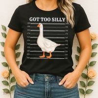 Goose Got Too Silly Funny Silly Goose Mugshot Meme Women's T-Shirt thumb 2