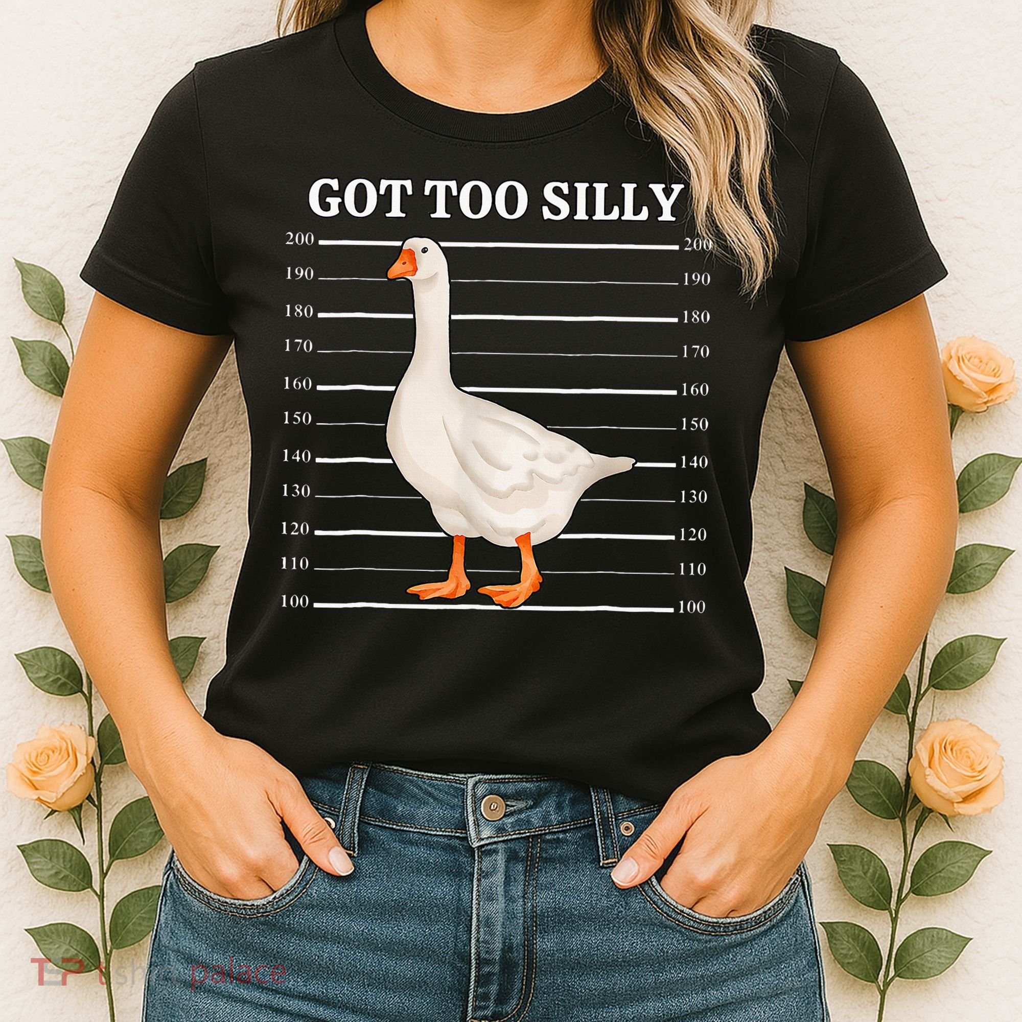 Goose Got Too Silly Funny Silly Goose Mugshot Meme Women's T-Shirt
