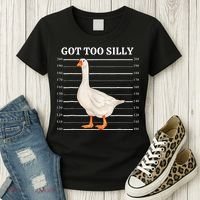 Goose Got Too Silly Funny Silly Goose Mugshot Meme Women's T-Shirt thumb 3