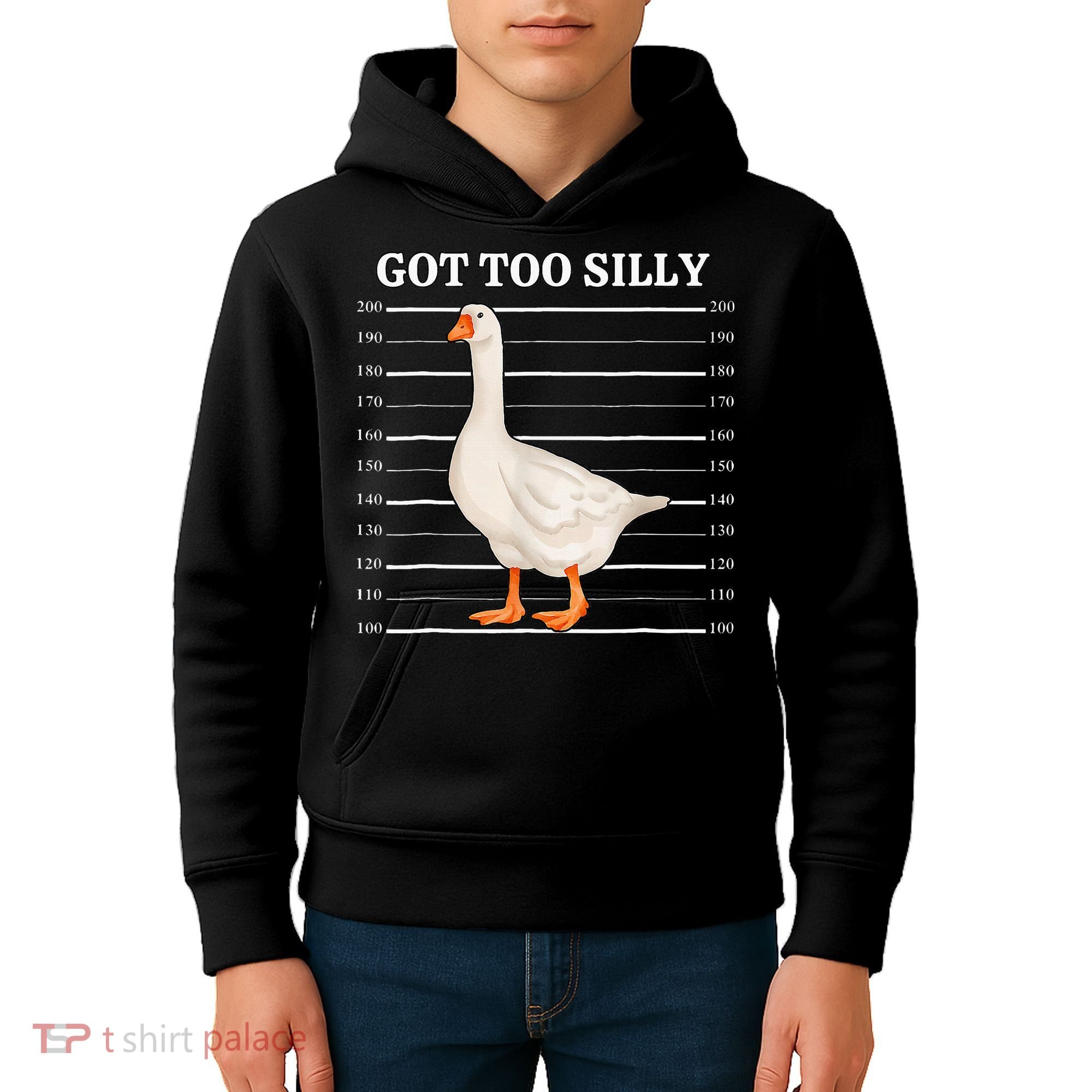 Goose Got Too Silly Funny Silly Goose Mugshot Meme Kids Hoodie
