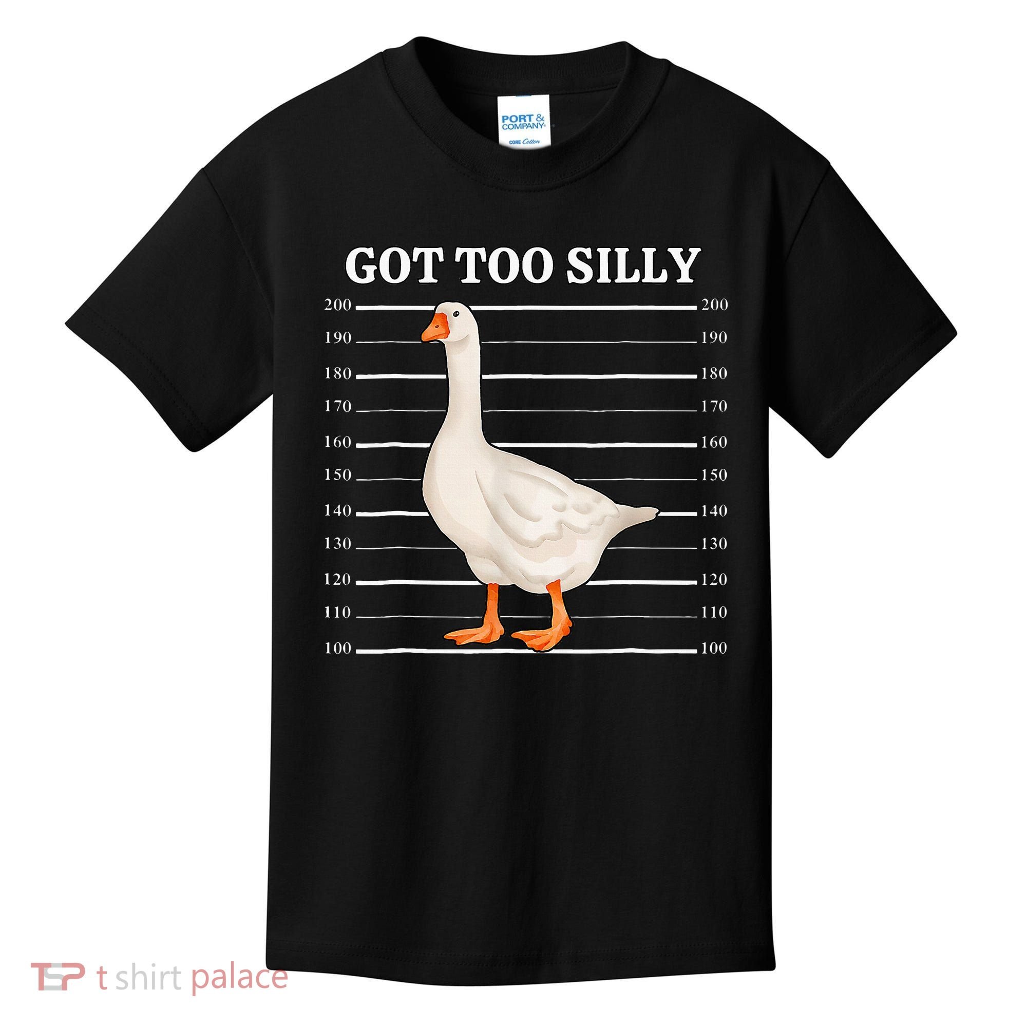 Goose Got Too Silly Funny Silly Goose Mugshot Meme Kids T-Shirt