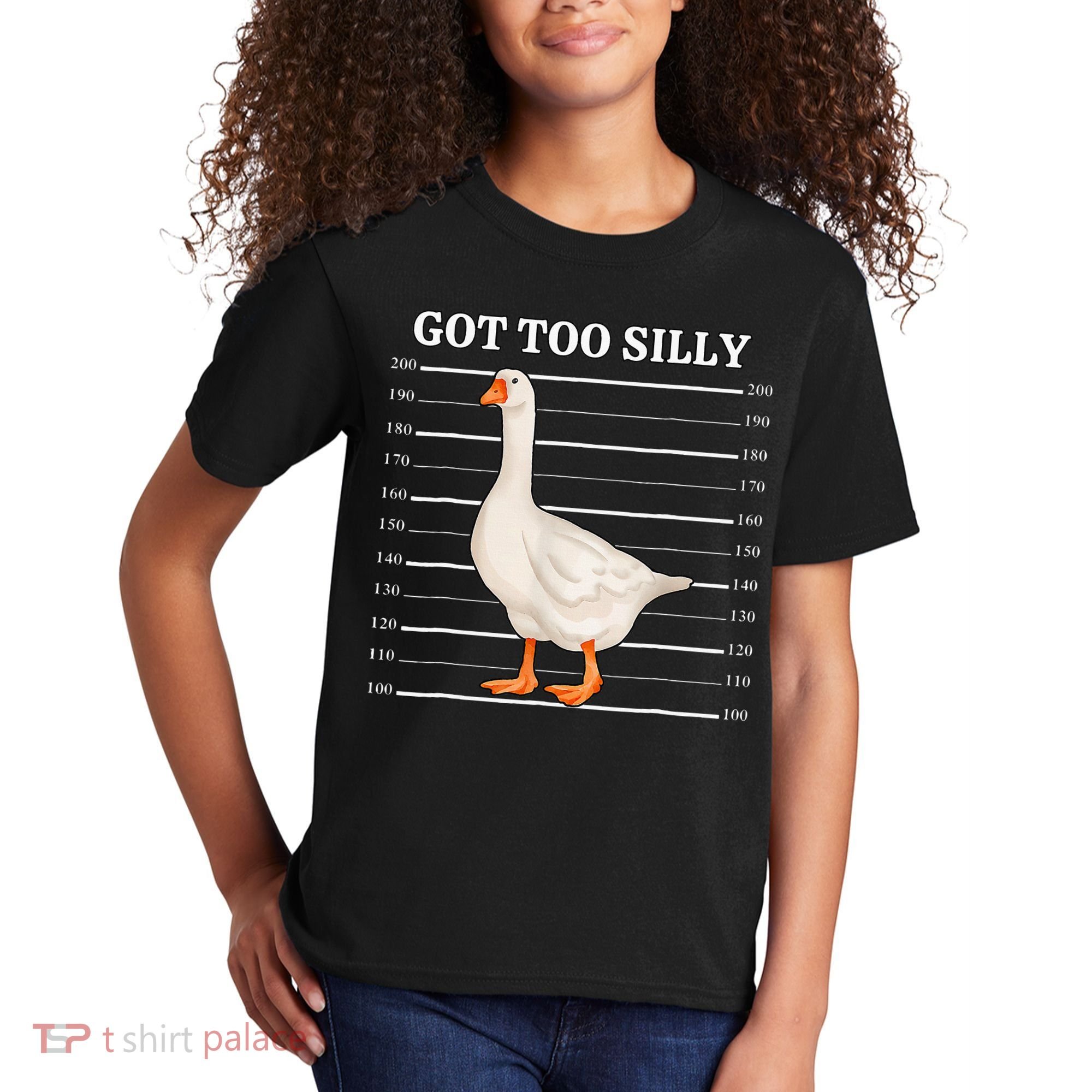 Goose Got Too Silly Funny Silly Goose Mugshot Meme Kids T-Shirt