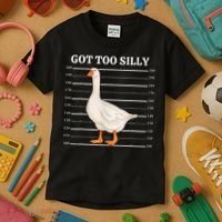 Goose Got Too Silly Funny Silly Goose Mugshot Meme Kids T-Shirt thumb 3
