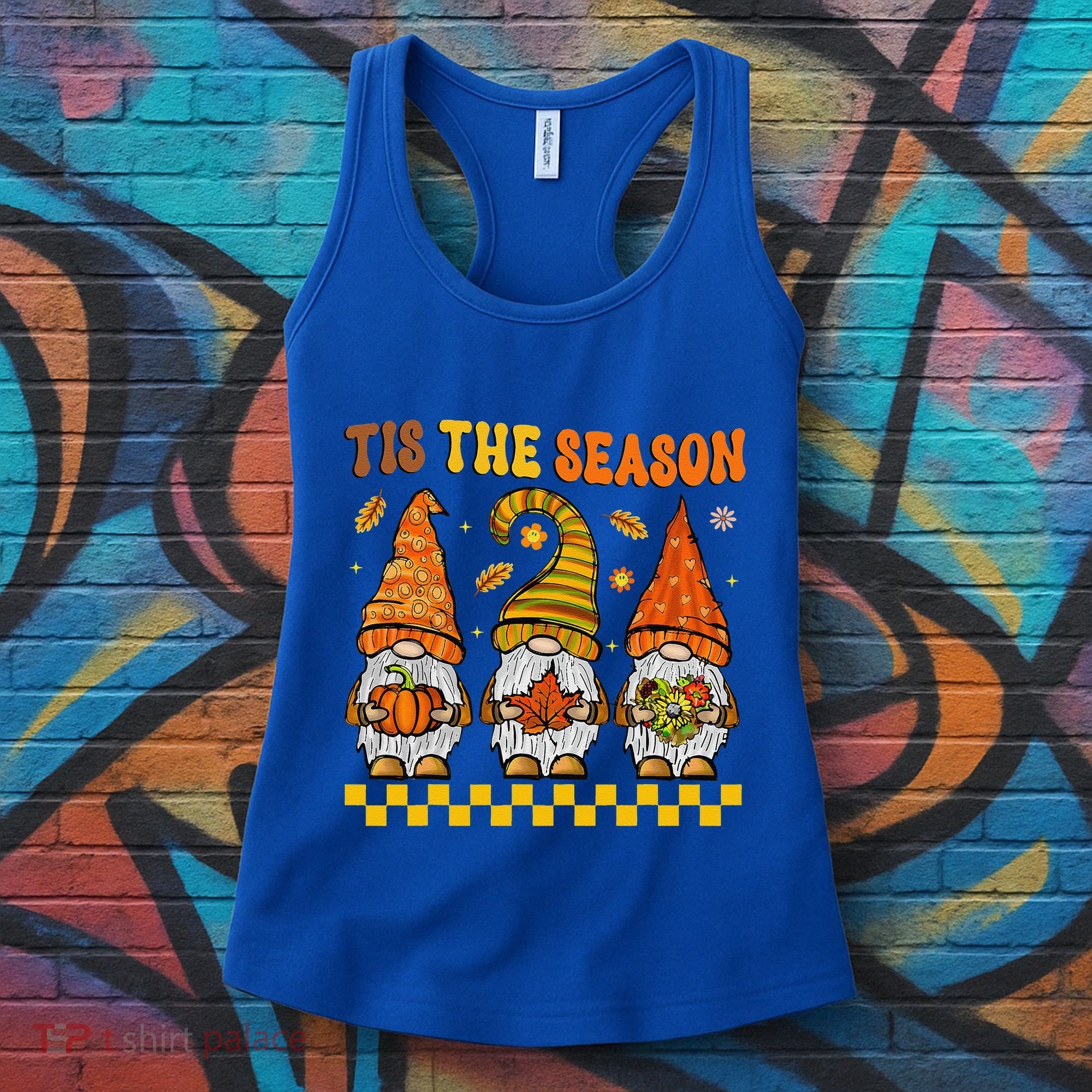 Groovy Gnomes Tis The Season Fall Autumn Happy Thanksgiving Women's Tank Top