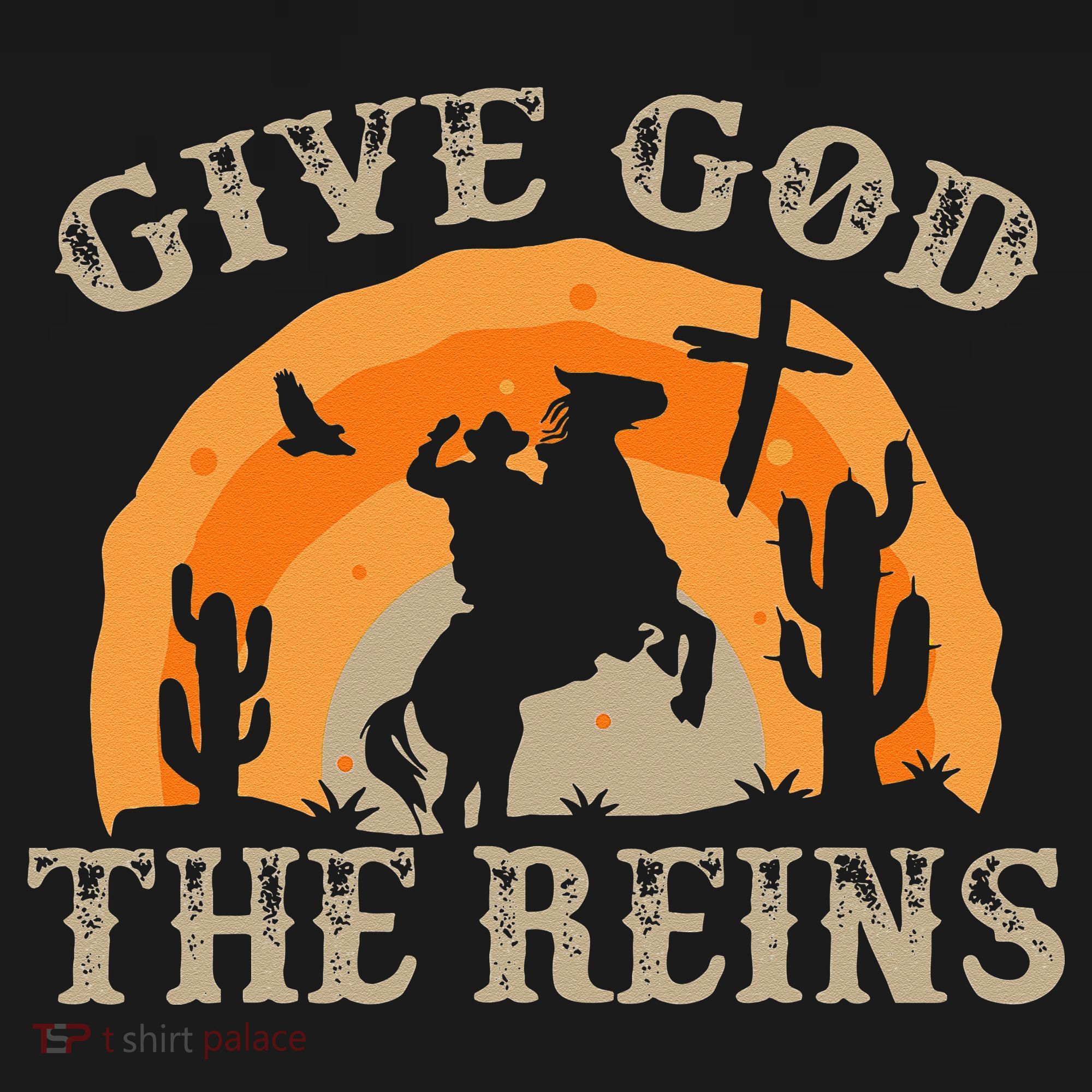 Give God The Reins Cowboy Retro For Christian Women's Hoodie