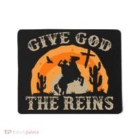 Give God The Reins Cowboy Retro For Christian Mousepad thumb 0