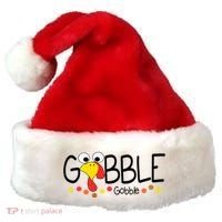 Gobble Gobble Thanksgiving Turkey Festive Santa Hat thumb 0