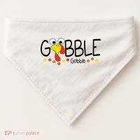 Gobble Gobble Thanksgiving Turkey Festive USA-Made Doggie Bandana thumb 0