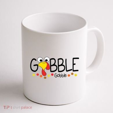 Gobble Gobble Thanksgiving Turkey Festive Coffee Mug back