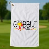 Gobble Gobble Thanksgiving Turkey Festive Golf Towel thumb 1