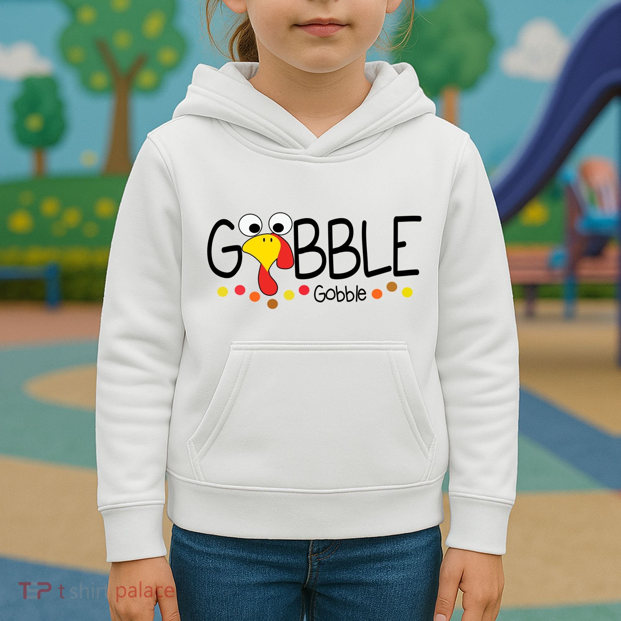 Gobble Gobble Thanksgiving Turkey Festive Kids Hoodie