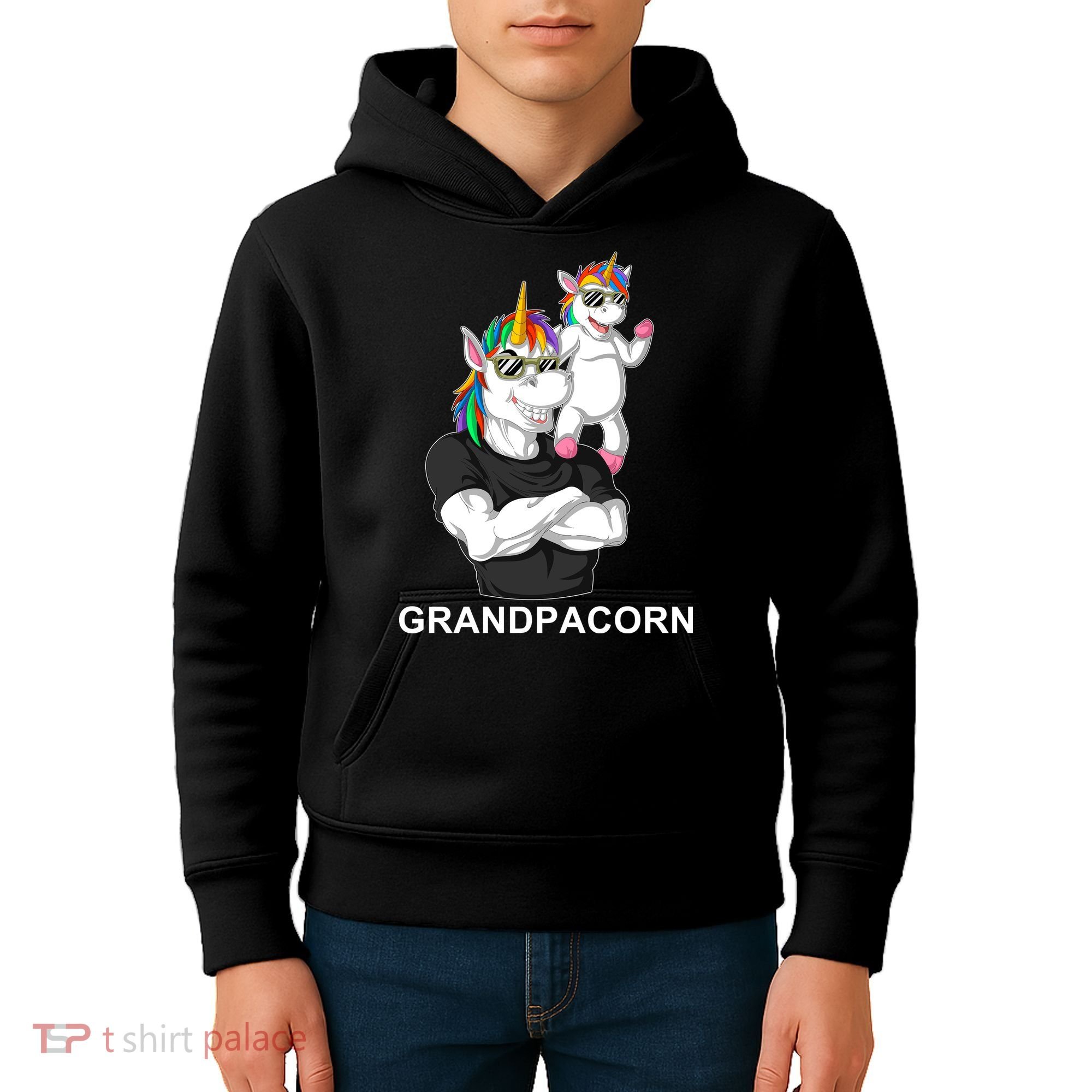 Grandpacorn Grandpa Unicorn Kids Hoodie