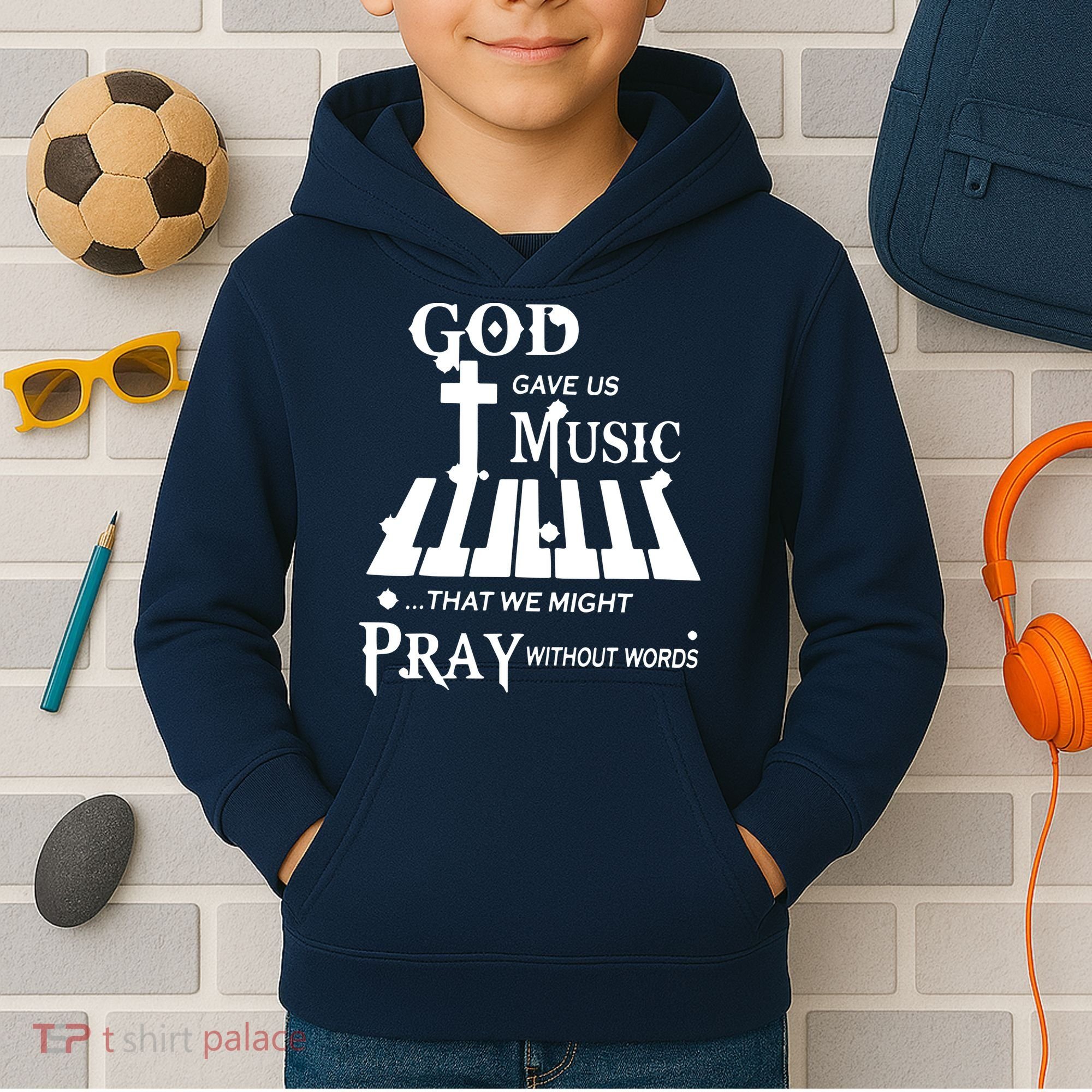 God Gave Us Music That We Might Pray Without Words Kids Hoodie