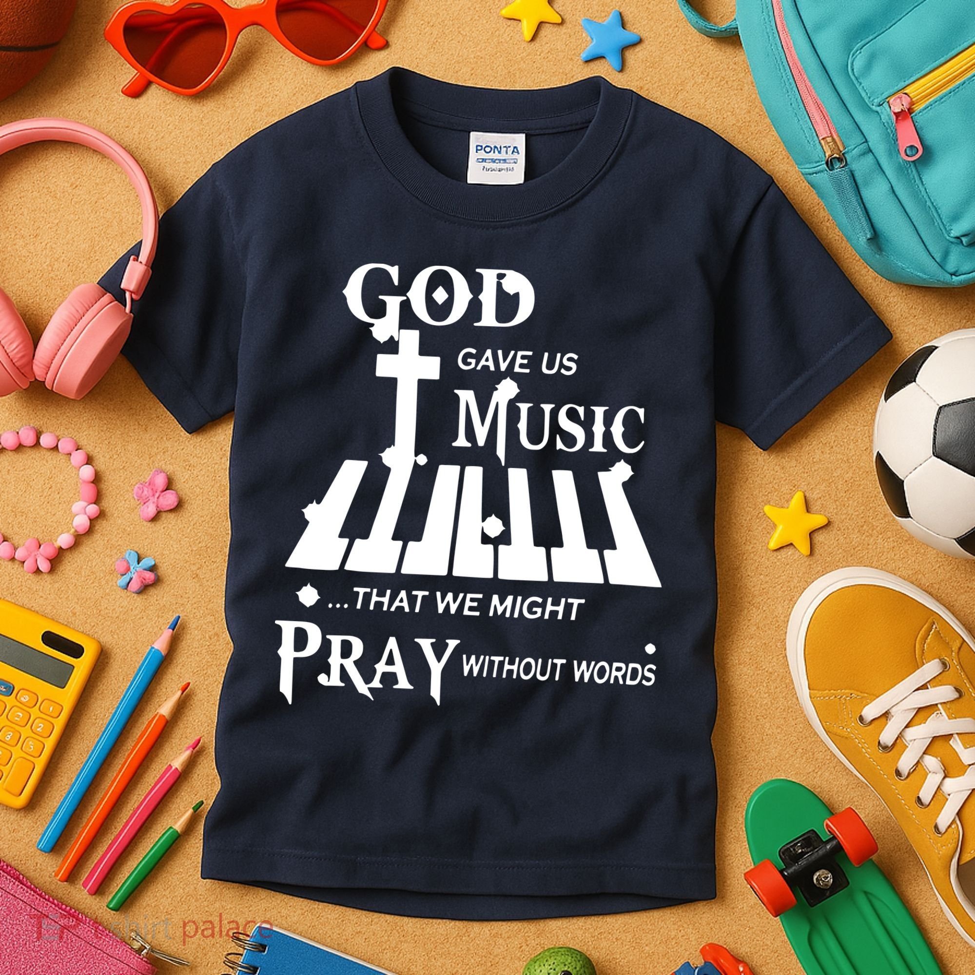 God Gave Us Music That We Might Pray Without Words Kids T-Shirt