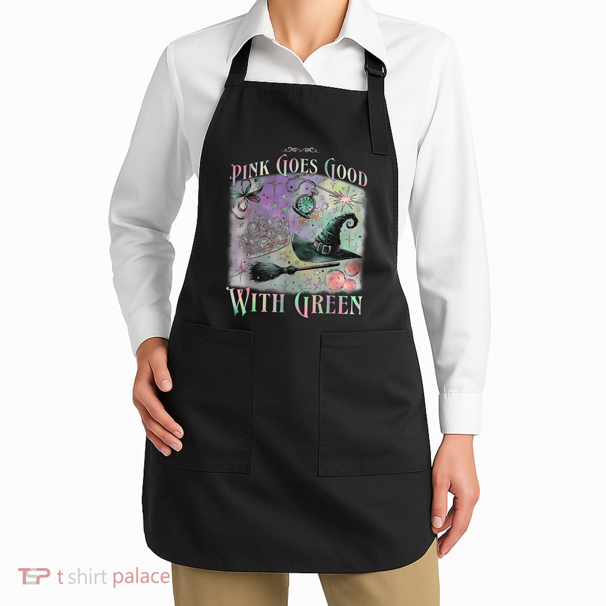 Goes Good With Green Funny Halloween Witch Apron