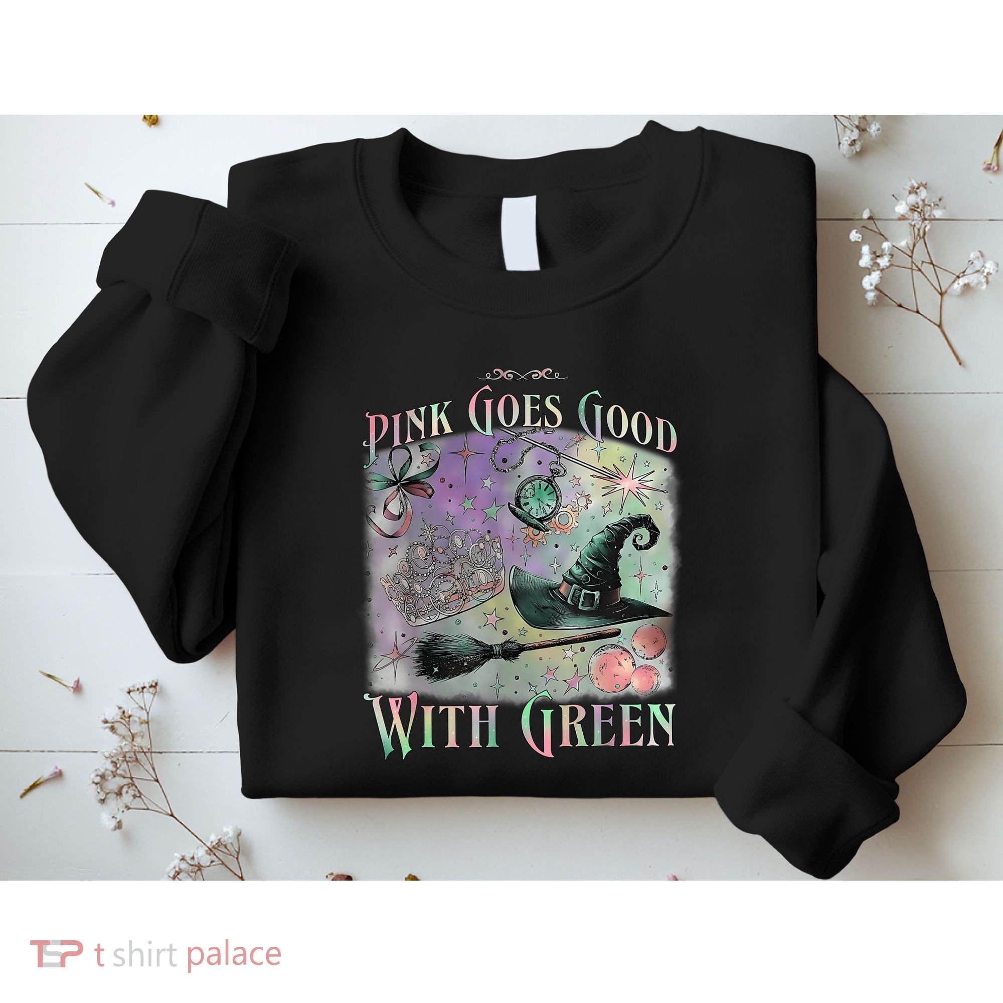 Goes Good With Green Funny Halloween Witch Sweatshirt